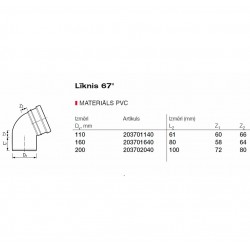 PVC Ārdarbu kanalizācijas līkums DN110 67°