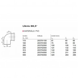 PVC Ārdarbu kanalizācijas līkums DN160 87.5°