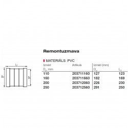 PVC Ārdarbu kanalizācijas remontuzmava Dn200