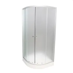 Dušas stūris pusapaļš AQUALINE 80x80 cm ar paliktni, balts/matēts