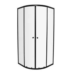 Dušas stūris pusapaļš AQUALINE 90x90 cm, melns/caurspīdīgs