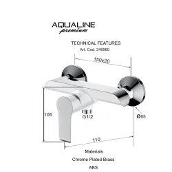 Dušas maisītājs ar dušu Aqualine Bianca, balts/hroms