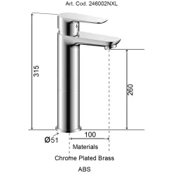 Izlietnes maisītājs Aqualine New Irene XL, hroms