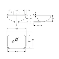 KWC Naesi Saimniecības izlietne 432x386x141mm
