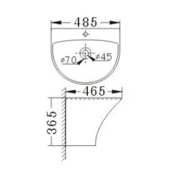 Vannas istabas izlietne Inter Ceramic 48x46cm, balta matēta