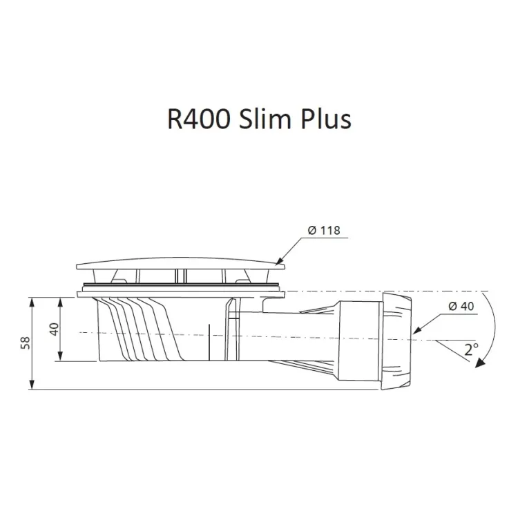 Dušas sifons Radaway D90 R400 Slim