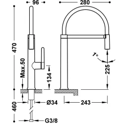 Virtuves izlietnes maisītājs ar elastīgu izteku TRES, 20548701