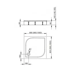 Dušas paliktnis kvadrātveida Radaway DELOS C 100x100, balts