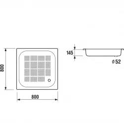 Dušas paliktnis kvadrātveida JIKA SOFIA Tērauda 900x900mm, H2140